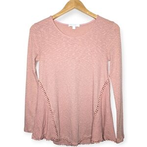 Anthropologie Eri + Ali Visto Crochet Thermal Top Small Pink
